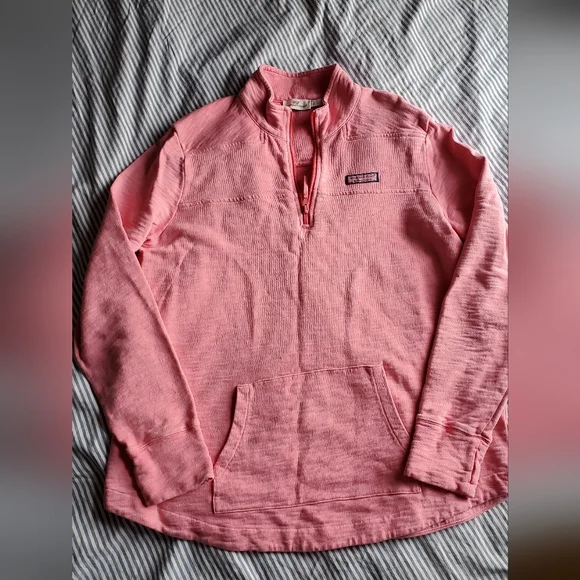 Vineyard Vines  Pink Bubble Gum Zip Collar Pullover Sweatshirt for women size L - Picture 3 of 12